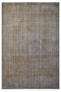Overdyed hand knotted vintage Persian rug 287x370 cm in warm beige and sand tones
