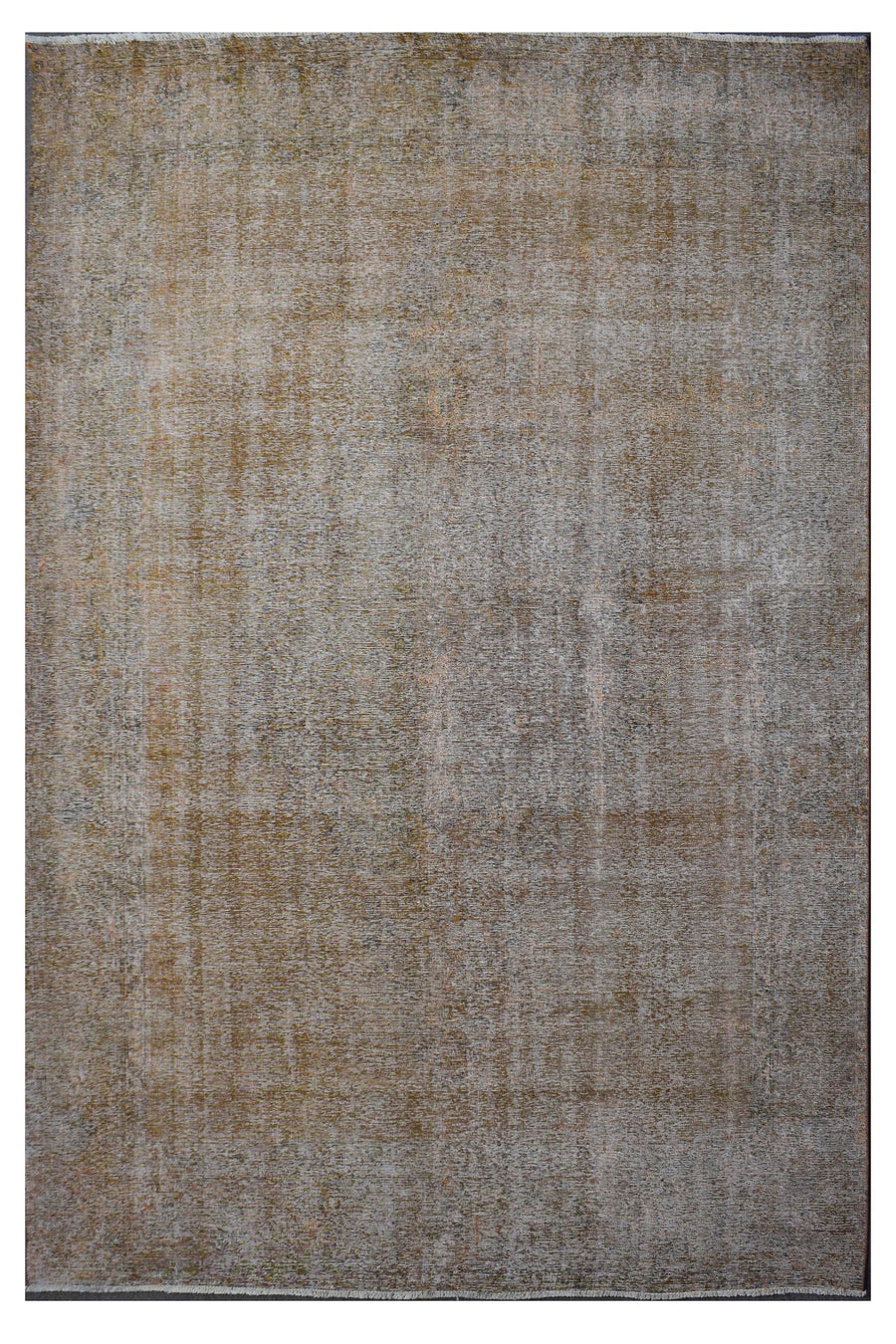 Overdyed hand knotted vintage Persian rug 287x370 cm in warm beige and sand tones

